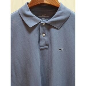 Vineyard Vines Polo Shirt Mens Medium Blue Slim Fit Whale Logo Cotton Golf